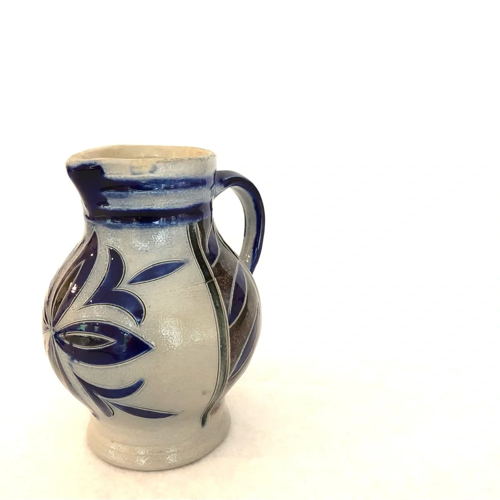 Vintage German Zoller Salt Glaze Handarbeit Handmade Pottery Pitcher